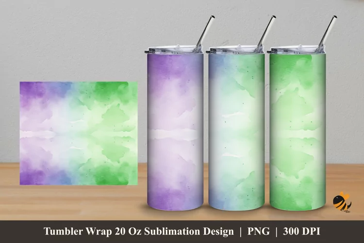 Watercolor Calm Tumbler Wrap Sublimation Design 5