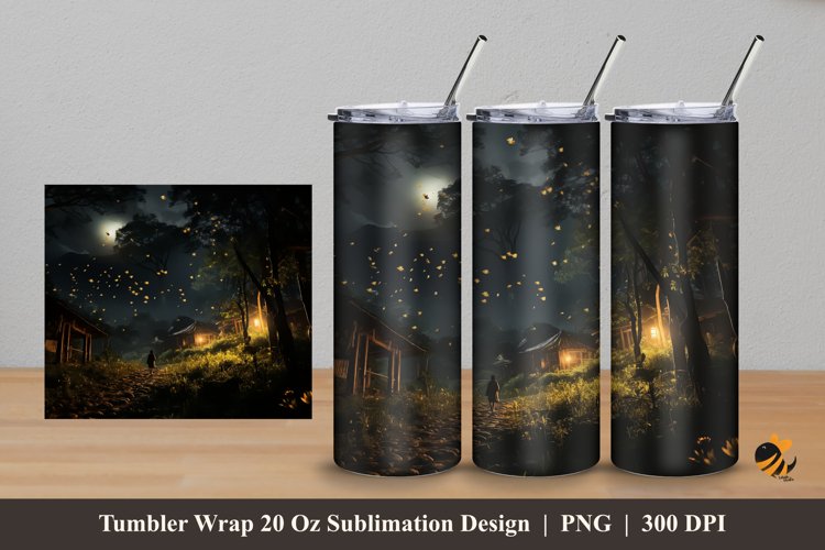 Lonely Night Tumbler Wrap Sublimation Design 5