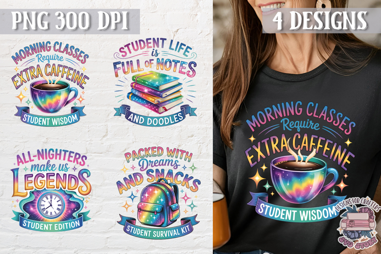 Student Quote Colorful Clipart PNG Sublimation 4 Designs