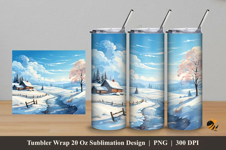 Peaceful Winter Tumbler Wrap Sublimation Design 5