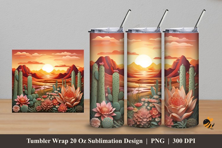 Desert Landscape Tumbler Wrap Sublimation Design 5