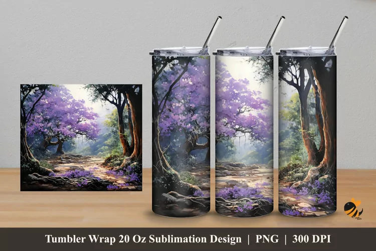 African Purple Tumbler Wrap Sublimation Design 5