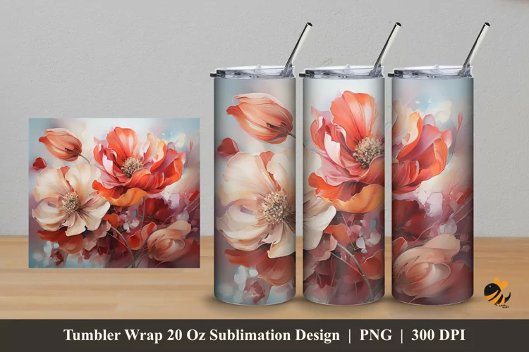 Dream Flower Tumbler Wrap Sublimation Design 5