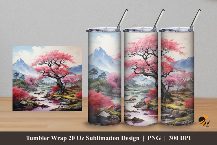 Wonderful Nature Tumbler Wrap Sublimation Design 5 example image 1