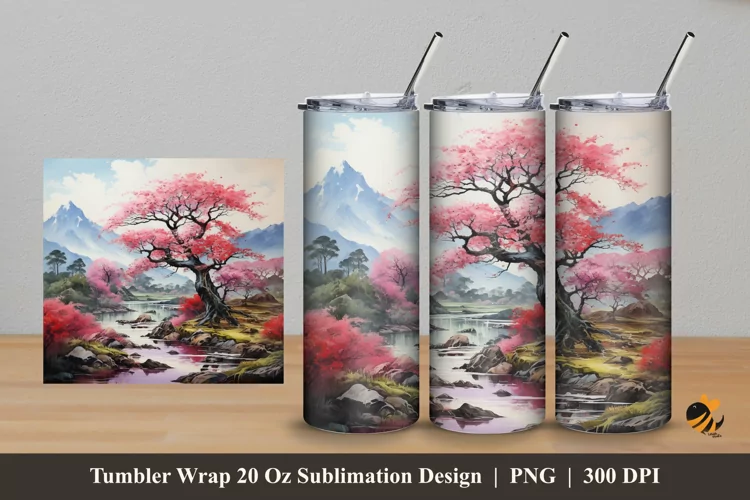Wonderful Nature Tumbler Wrap Sublimation Design 5
