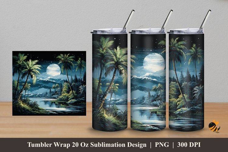 Green Lake Tumbler Wrap Sublimation Design 5 example image 1