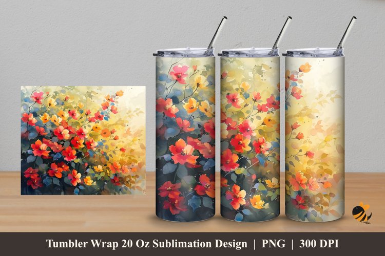 Plants Abstract Tumbler Wrap Sublimation Design 5 example image 1