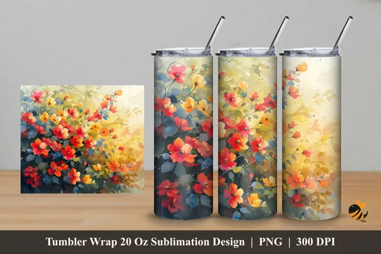 Plants Abstract Tumbler Wrap Sublimation Design 5