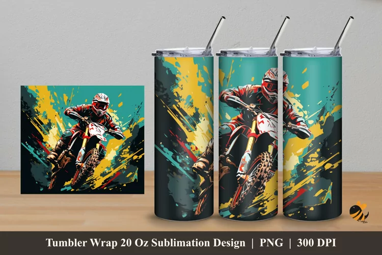 Motocross With Texture Tumbler Wrap Sublimation Design 5