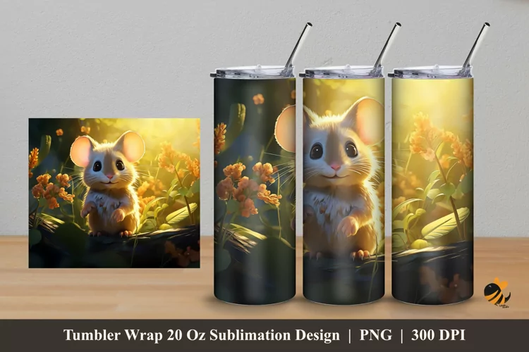 Cute Mouse Animals Tumbler Wrap Sublimation Design 5