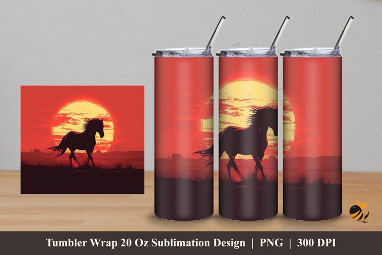 Wildlife Horse Tumbler Wrap Sublimation Design 5