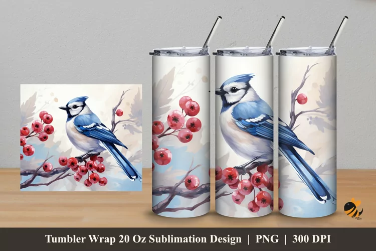 Winter Bird Tumbler Wrap Sublimation Design 5