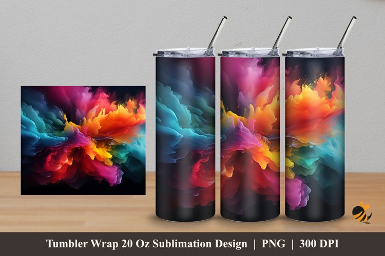Splash Color Tumbler Wrap Sublimation Design 5 example image 1