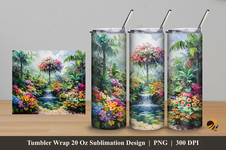 Colored Garden Tumbler Wrap Sublimation Design 5