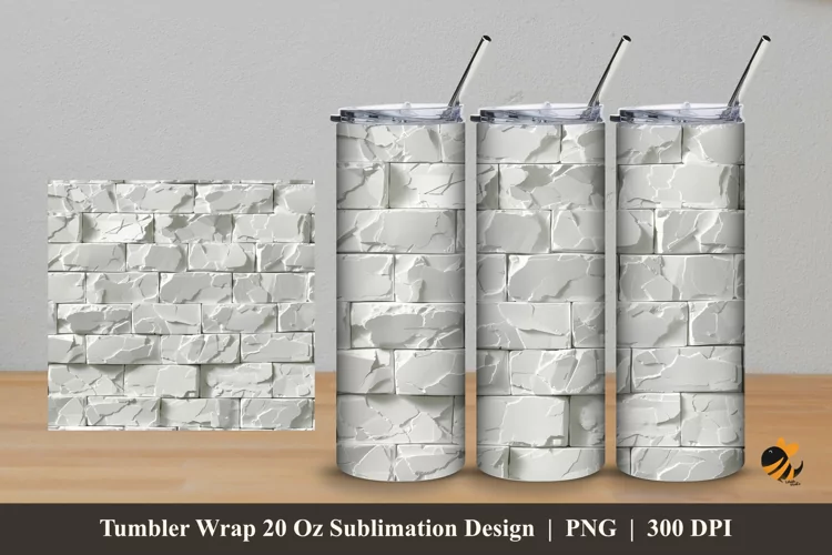 3D Stone Wall Relief Tumbler Wrap Sublimation Design 5