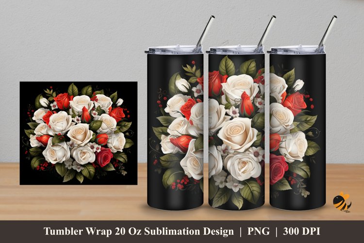 Floral Bouquet Tumbler Wrap Sublimation Design 5
