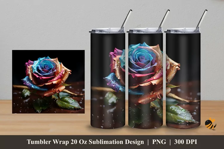 Luxury Rose Tumbler Wrap Sublimation Design 5