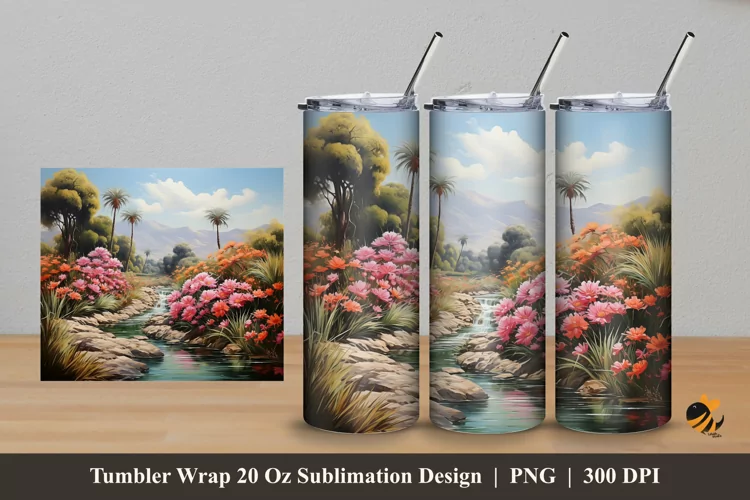 River Park Tumbler Wrap Sublimation Design 5