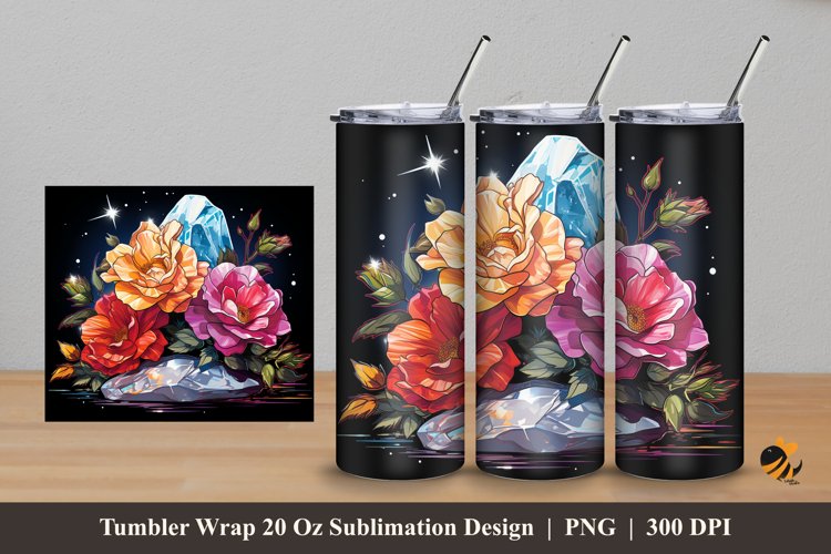 Stone And Flower Tumbler Wrap Sublimation Design 5