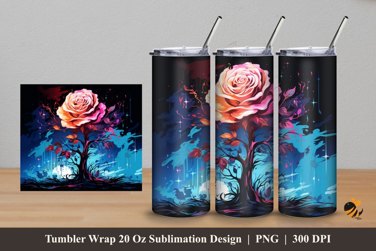 Rose Imagination Tumbler Wrap Sublimation Design 5 example image 1