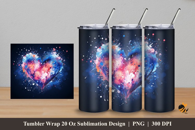 Ink Splash Love Tumbler Wrap Sublimation Design 5