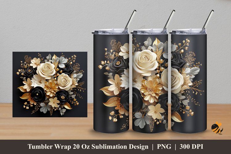 Futuristic Flower Tumbler Wrap Sublimation Design 5 example image 1