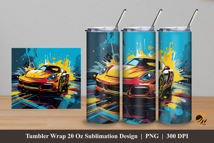 Colorful Sport Car Tumbler Wrap Sublimation Design 5