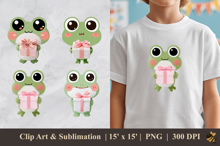 Frog Brings Gifts DTF Sublimation Clipart Design