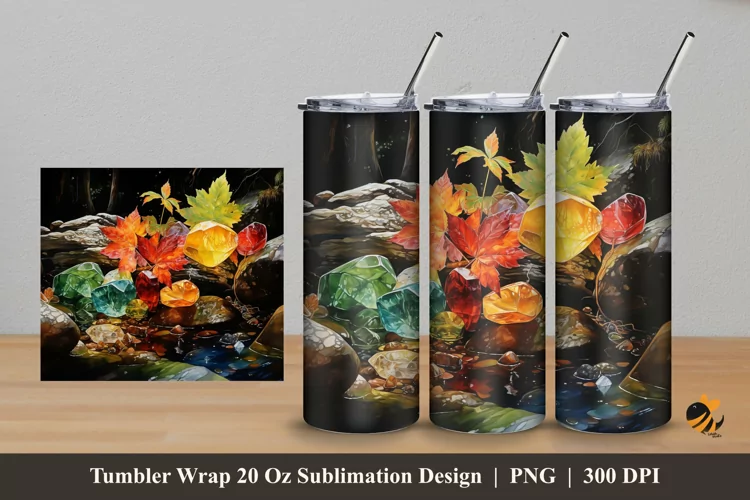 Diamond River Tumbler Wrap Sublimation Design 5