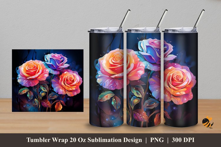 Radiant Roses Tumbler Wrap Sublimation Design 5 example image 1