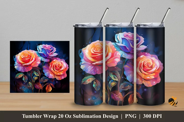 Radiant Roses Tumbler Wrap Sublimation Design 5