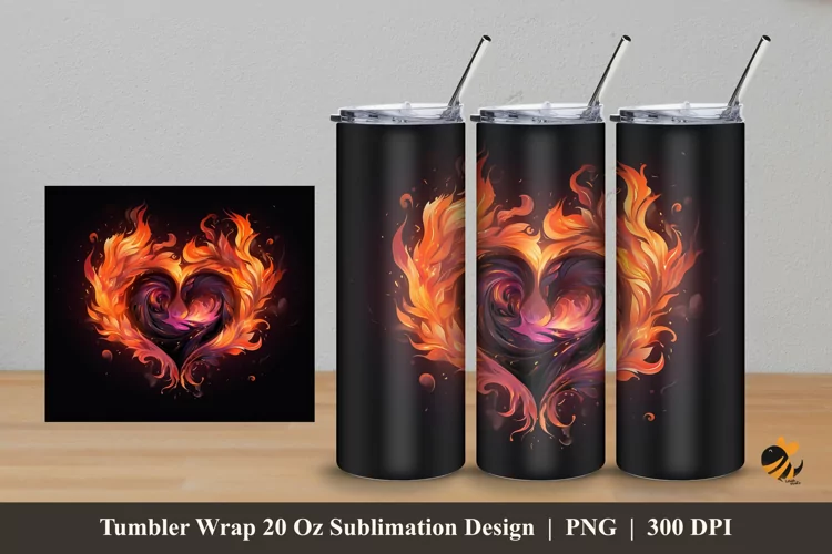 Fire Love Imagination Tumbler Wrap Sublimation Design 5