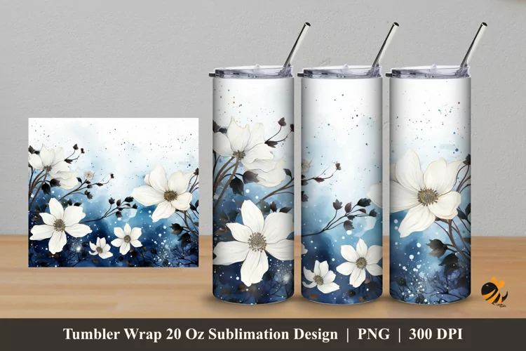 Exotic Flowers Tumbler Wrap Sublimation Design 5