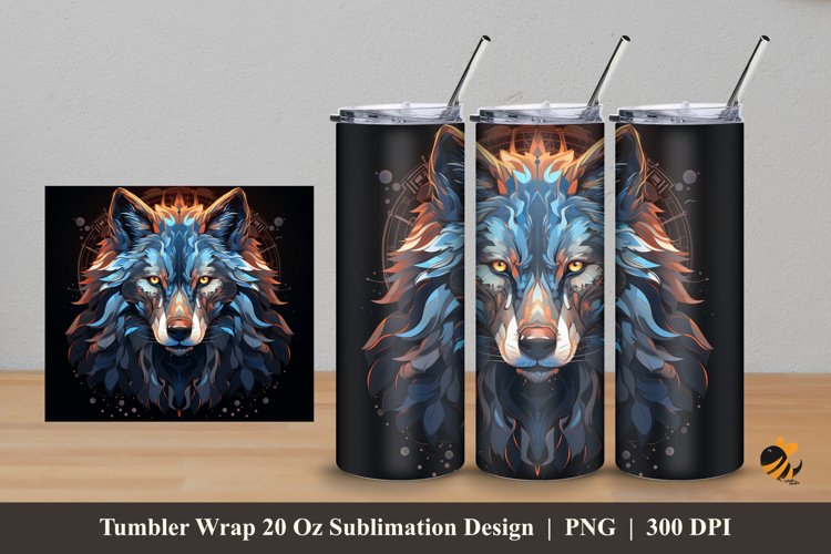 Wolf Fantasy Tumbler Wrap Sublimation Design 5