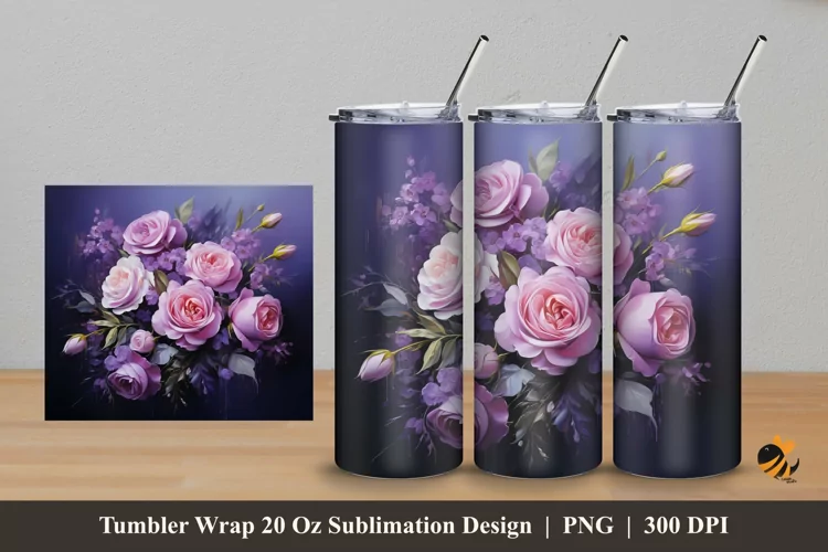 Luxurious Flowers Tumbler Wrap Sublimation Design 5