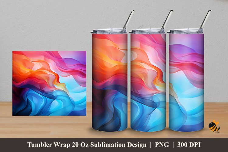 Smoke Art Tumbler Wrap Sublimation Design 5 example image 1