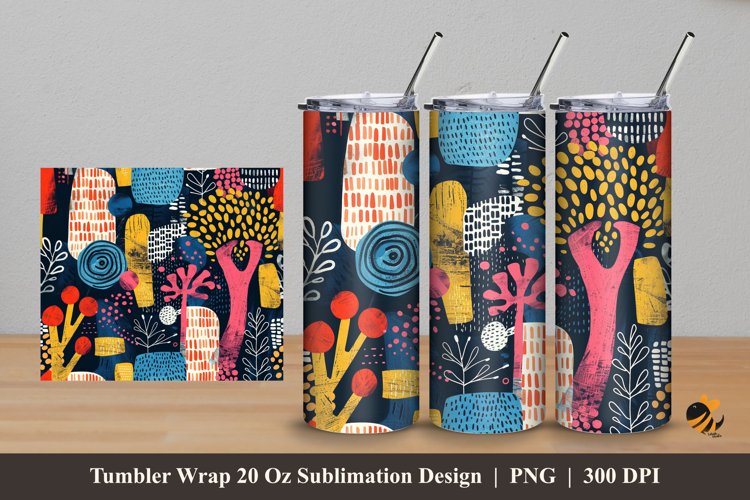 Cute Kids Abstract Tumbler Wrap Sublimation Design 5 example image 1
