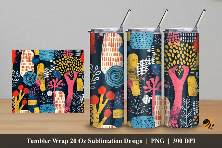 Cute Kids Abstract Tumbler Wrap Sublimation Design 5