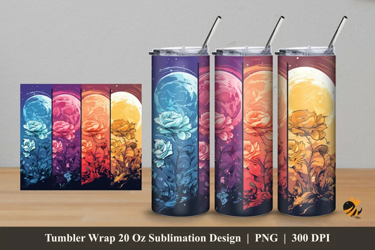 Rose Partition Tumbler Wrap Sublimation Design 5