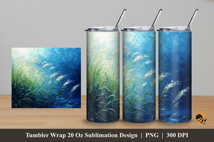 Posidonia Oceanica Tumbler Wrap Sublimation Design 5
