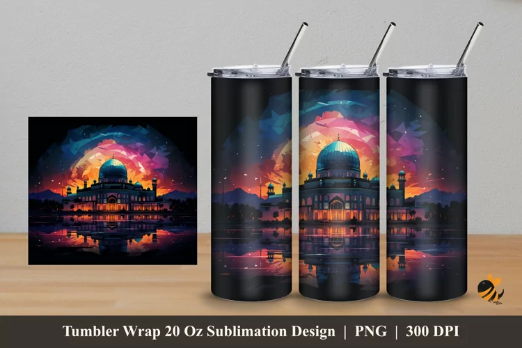 Ramadhan Mosque Tumbler Wrap Sublimation Design 5
