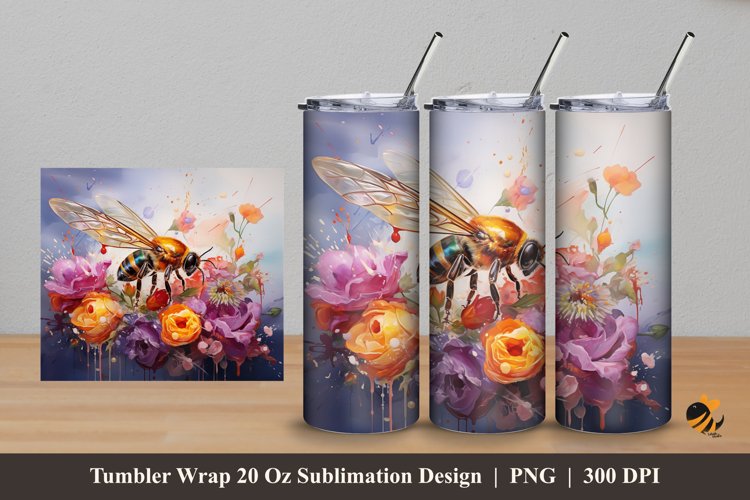 Sweet Bee Tumbler Wrap Sublimation Design 5
