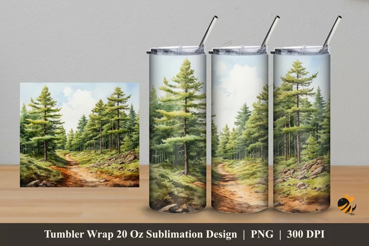 Pine Forest Road Tumbler Wrap Sublimation Design 5