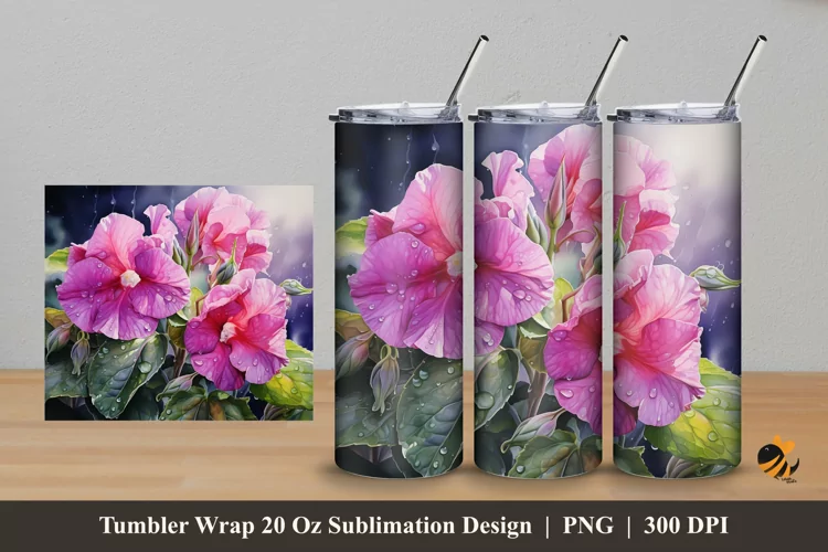 Glixonia Blooming Tumbler Wrap Sublimation Design 5