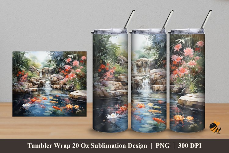 Large Ponds Tumbler Wrap Sublimation Design 5 example image 1