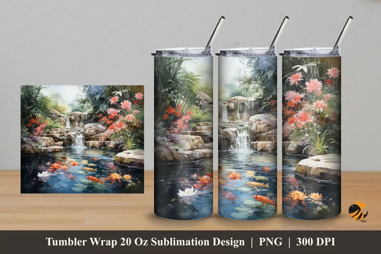 Large Ponds Tumbler Wrap Sublimation Design 5