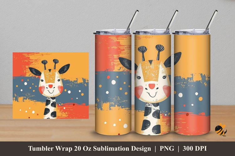 Handdrawn Giraffe Tumbler Wrap Sublimation Design 5