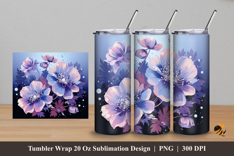 Garbera Flower Tumbler Wrap Sublimation Design 5