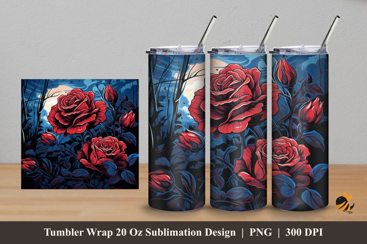 Midnight Rose Tumbler Wrap Sublimation Design 5 example image 1