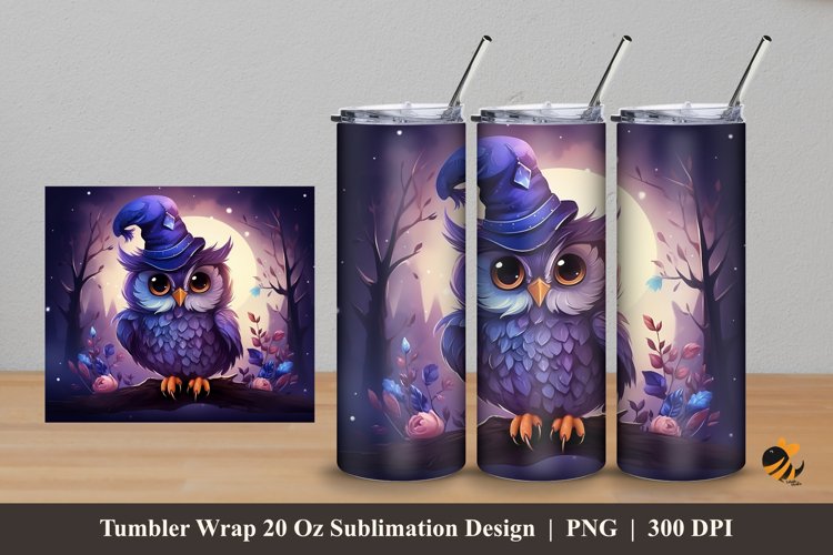 Magician Owl Tumbler Wrap Sublimation Design 5